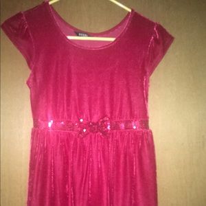 Holiday dress. Red velour. Red sequins bow.